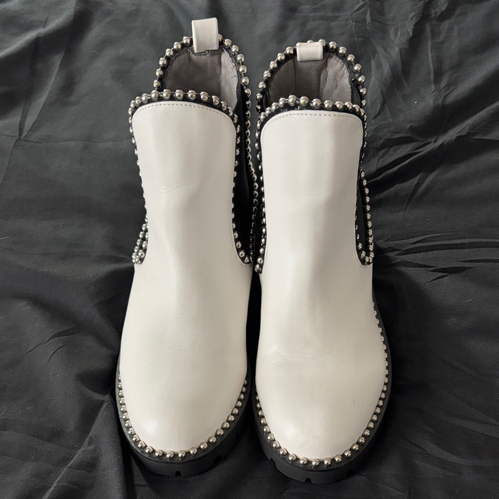 Seven Dials White Studded Ankle Boots